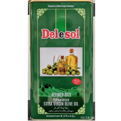 Delesol - Refined Oils - Olive Pomace Oil Blended With Extra Virgin & Sunflower Oil - 4 Liters Tin