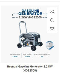 Hyundai -  HGS 2500 2.2 Kw (2.5Kva) - Generator