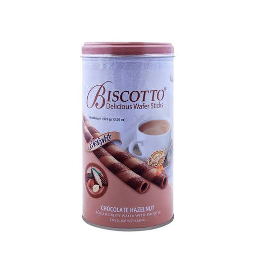 Biscotto - Cream Wafers - Roll Sticks - Chocolate Hazelnut Flavoured - 370g