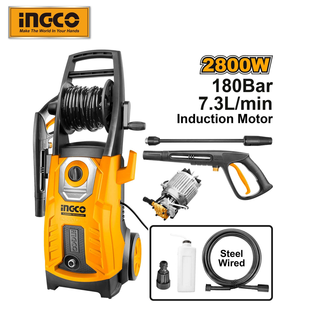 INGCO - 180 Bar - 2800 Watt - Induction Motor High Pressure Washer With Accessories (HPWR28008)