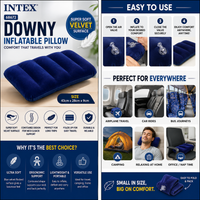 INTEX 68672 Inflatable Downy Pillow – Travel, Camping & Neck Support Pillow 43 × 28 × 9 cm