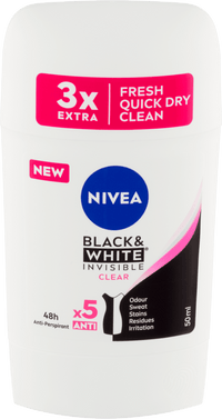 Nivea Women - Black & White - Invisible Clear - Anti-Perspirant - Deo Stick - 50 ml / 1.7 oz
