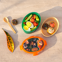 Oval Lunch Box Pack of 2 - (500ml) With Fruits & Sweets