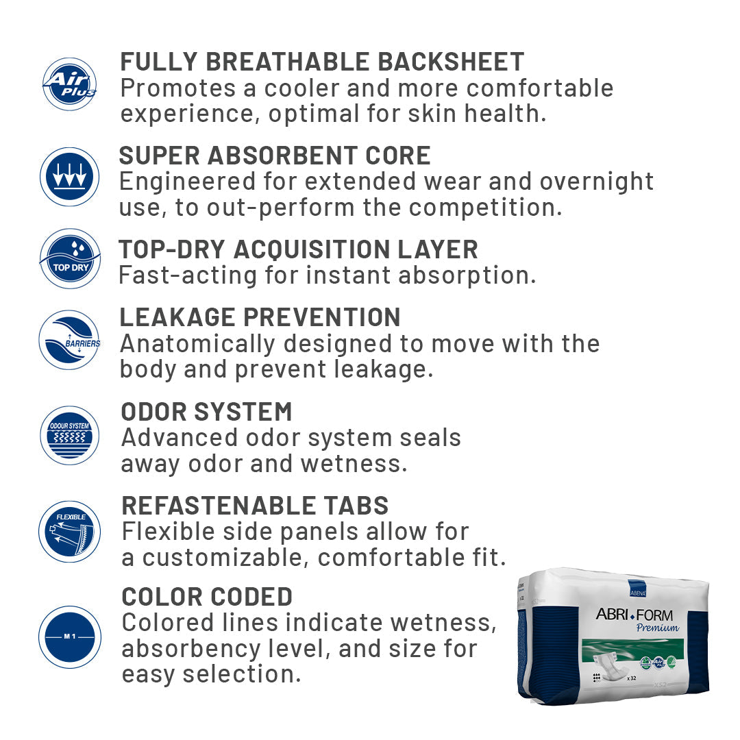 ABRI-FORM - PREMIUM- Adult Diaper - Extra Small-50 - 60 cm-32 pieces