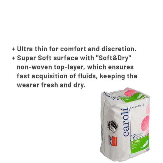Caroli Ultra Sanitary Pads - Ultra Super - 95 x 280 mm-12 pcs