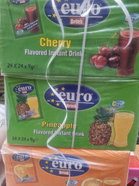 Euro Drink - Instant Powdered Drink - 5 Flavors Available - 24x24x9 gm sachets