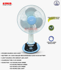 Sogo Rechargeable Fan - Table / Desk Fan (JPN-630)