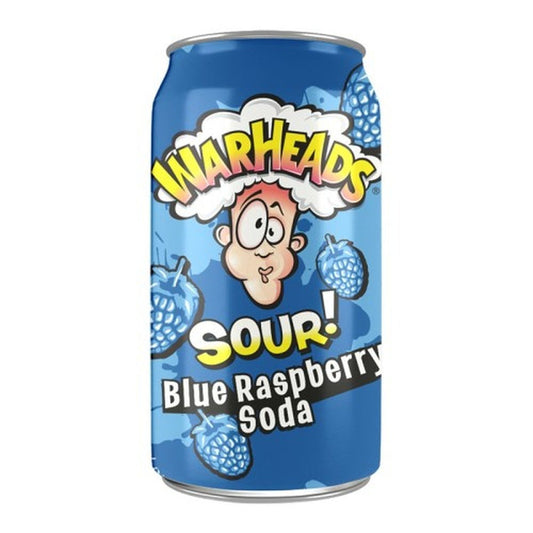 WARHEADS - SOUR Blue Raspberry Soda - 355ml - 12fl oz Can - Qtn / 12 Each