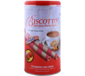 Biscotto – Cream Wafers – Roll Sticks – Strawberry and Cream Flavoured – 370g