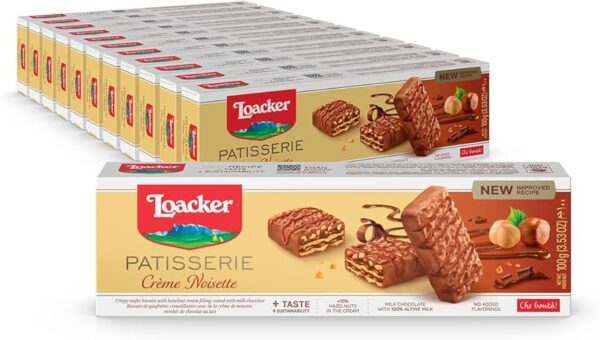 Loacker - Quadratini Patisserie - Creme Noisette - 100gm - 12 CT