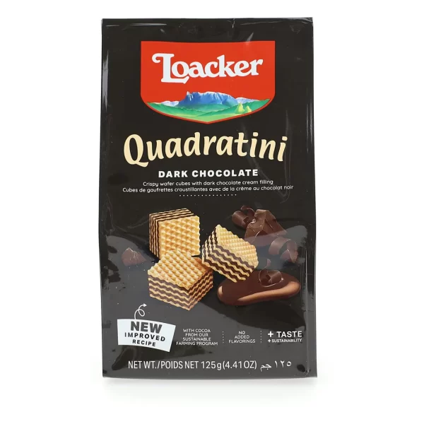 Loacker - Quadratini Wafer - Dark Chocolate - 125gm - 24 CT