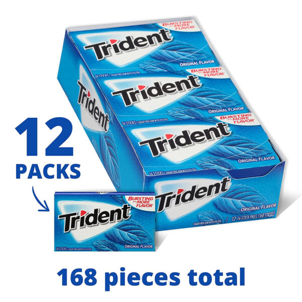 Trident - Sugar Free Gum - 12 Packs x 14 Pieces (168 Total Pieces) - Original Flavor - Image 2